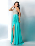 A-Line/Princess Scoop Beading Sleeveless Long Chiffon Dresses TPP0002837