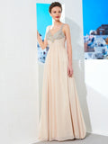 A-Line/Princess Spaghetti Straps Beading Floor-Length Chiffon Dresses TPP0003198