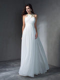 A-Line/Princess Jewel Beading Sleeveless Long Chiffon Dresses TPP0009144