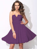 A-Line/Princess Sweetheart Ruffles Sleeveless Short Chiffon Bridesmaid Dresses TPP0005699