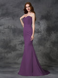 Trumpet/Mermaid Sweetheart Beading Sleeveless Long Satin Chiffon Bridesmaid Dresses TPP0005321