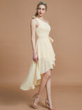 A-Line/Princess One-Shoulder Sleeveless Layers Asymmetrical Chiffon Bridesmaid Dresses TPP0005056