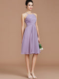 A-Line/Princess Halter Sleeveless Ruched Short/Mini Chiffon Bridesmaid Dresses TPP0005152