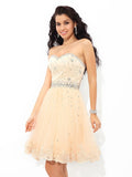 A-Line/Princess Sweetheart Beading Sleeveless Short Satin Cocktail Dresses TPP0008467