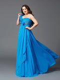 A-Line/Princess One-Shoulder Rhinestone Sleeveless Long Chiffon Plus Size Dresses TPP0004258