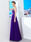 A-Line/Princess Sleeveless Chiffon Scoop Crystal Floor-Length Dresses TPP0002539