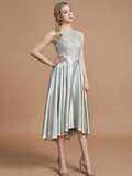 A-Line/Princess Bateau Sleeveless Ruffles Asymmetrical Silk like Satin Bridesmaid Dresses TPP0005019