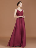 A-Line/Princess Lace Sweetheart Chiffon Ruched Floor-Length Bridesmaid Dresses TPP0005841