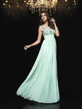 A-Line/Princess Sheer Neck Beading Sleeveless Long Chiffon Dresses TPP0003671