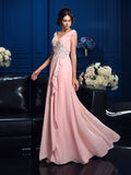 A-Line/Princess V-neck Beading Sleeveless Long Chiffon Mother of the Bride Dresses TPP0007097