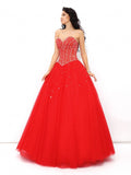 Ball Gown Sweetheart Beading Sleeveless Long Net Quinceanera Dresses TPP0002779