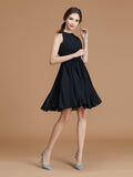 A-Line/Princess One-Shoulder Sleeveless Short/Mini Ruched Chiffon Bridesmaid Dresses