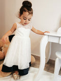 A-Line/Princess Lace Bowknot Scoop Sleeveless Ankle-Length Flower Girl Dresses TPP0007548