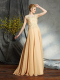 A-Line/Princess Scoop Applique Sleeveless Long Chiffon Mother of the Bride Dresses TPP0007368