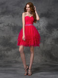 A-line/Princess Sweetheart Beading Sleeveless Short Satin Cocktail Dresses TPP0008768