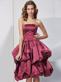 A-Line/Princess Strapless Sleeveless Short Satin Bridesmaid Dresses TPP0005227