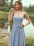 A-Line/Princess Chiffon Ruffles V-neck Sleeveless Sweep/Brush Train Bridesmaid Dresses TPP0004979