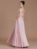 A-Line/Princess Off-the-Shoulder Sleeveless Ruched Floor-Length Chiffon Bridesmaid Dresses TPP0005324