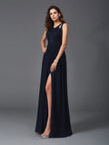 A-Line/Princess Straps Sleeveless Long Chiffon Dresses TPP0002971