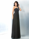 A-Line/Princess One-Shoulder Beading Sleeveless Long Chiffon Dresses TPP0003344