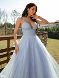 A-Line/Princess Ruffles V-neck Sleeveless Floor-Length Dresses TPP0001573