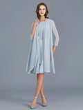 A-Line/Princess Scoop Ruffles Chiffon Knee-Length Sleeveless Mother of the Bride Dresses TPP0007224