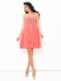 A-Line/Princess Halter Beading Sleeveless Short Chiffon Cocktail Dresses TPP0008321