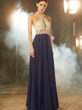 A-Line/Princess Sleeveless Straps Beading Chiffon Floor-Length Dresses TPP0002879