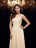 A-Line/Princess Straps Applique Sleeveless Long Chiffon Mother of the Bride Dresses TPP0007358