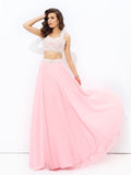 A-line/Princess Straps Applique Sleeveless Long Chiffon Two Piece Dresses TPP0002704