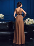 A-Line/Princess V-neck Pleats Sleeveless Long Chiffon Mother of the Bride Dresses TPP0007310