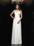 A-Line/Princess One-Shoulder Beading Sleeveless Long Chiffon Dresses TPP0004023