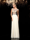 A-Line/Princess Sheer Neck Rhinestone Sleeveless Long Chiffon Dresses TPP0002931