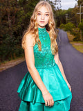 A-Line/Princess Satin Sleeveless Beading Jewel Short/Mini Homecoming Dresses TPP0004771