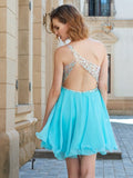 A-line/Princess Chiffon One-Shoulder Beading Sleeveless Short/Mini Dresses TPP0008988