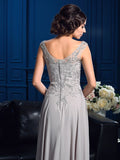 A-Line/Princess V-neck Beading Sleeveless Long Chiffon Mother of the Bride Dresses TPP0007073