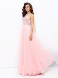 A-line/Princess Jewel Beading Sleeveless Long Chiffon Dresses TPP0002213