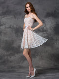 A-line/Princess Sweetheart Lace Sleeveless Short Lace Cocktail Dresses TPP0008696