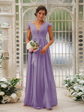 A-Line/Princess Chiffon Ruffles V-neck Sleeveless Sweep/Brush Train Bridesmaid Dresses TPP0004927