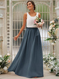 A-Line/Princess Chiffon Ruffles Scoop Sleeveless Floor-Length Bridesmaid Dresses TPP0004949