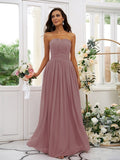 A-Line/Princess Chiffon Ruffles Strapless Sleeveless Floor-Length Bridesmaid Dresses TPP0004948