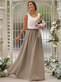 A-Line/Princess Chiffon Ruffles Scoop Sleeveless Floor-Length Bridesmaid Dresses TPP0004949