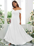 A-Line/Princess Chiffon Ruched Off-the-Shoulder Sleeveless Floor-Length Bridesmaid Dresses TPP0004920