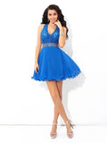 A-Line/Princess V-neck Applique Sleeveless Short Chiffon Cocktail Dresses TPP0003159