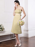 A-Line/Princess Strapless Sleeveless Sash Short Satin Bridesmaid Dresses TPP0005801