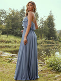 A-Line/Princess Chiffon Ruffles Spaghetti Straps Sleeveless Floor-Length Bridesmaid Dresses TPP0004961