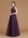 A-Line/Princess Bateau Sleeveless Short/Mini Lace Chiffon Bridesmaid Dresses