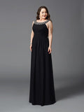 A-Line/Princess Scoop Rhinestone Sleeveless Long Chiffon Plus Size Dresses TPP0002963