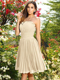 A-Line/Princess Strapless Pleats Sleeveless Short Chiffon Bridesmaid Dresses TPP0005323