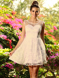 A-Line/Princess Bateau Sleeveless Short Lace Bridesmaid Dresses TPP0005581